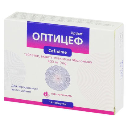 Світлина Оптицеф таблетки 400 мг №14 (7Х2)